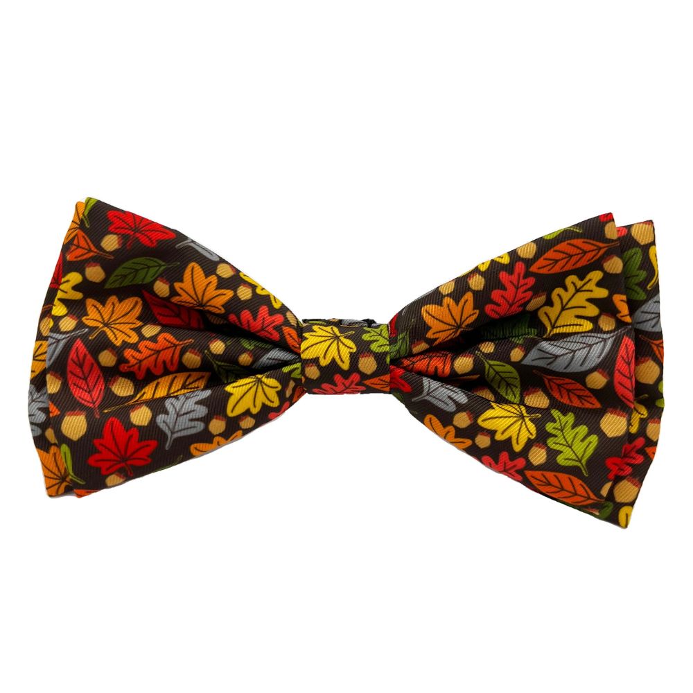 Huxley & Kent Pet Bow Tie - Stylish & Adjustable Collar Accessory for Dogs & Cats - Leaves & Nuts