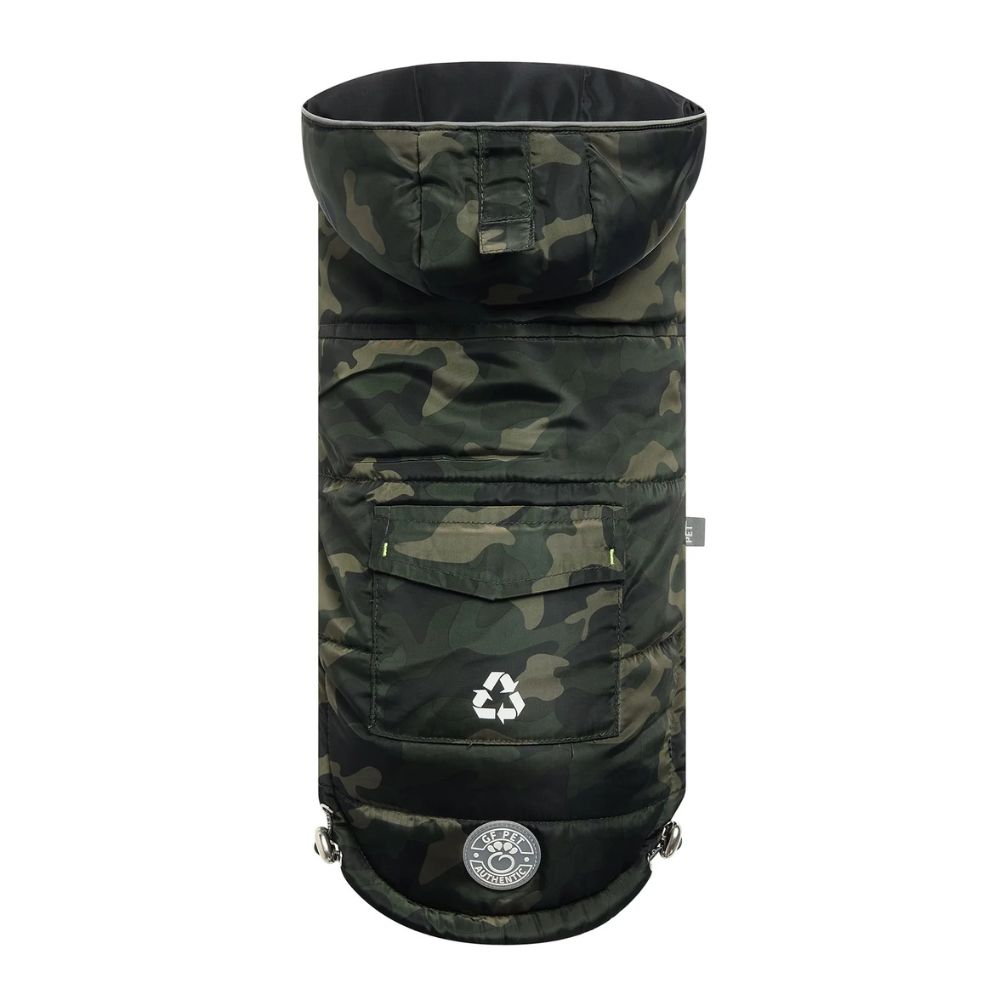 GF Pet Recycled Dog Parka - Eco Friendly, Adjustable & Weather Resistant Coat - Camouflage