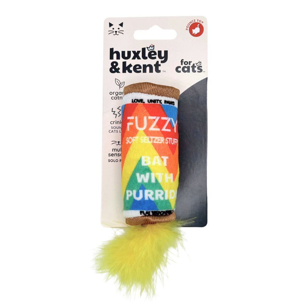 Huxley & Kent - Plush Cat Toy - Crinkle & Catnip for Interactive Play - Fuzzy Soft Seltzer