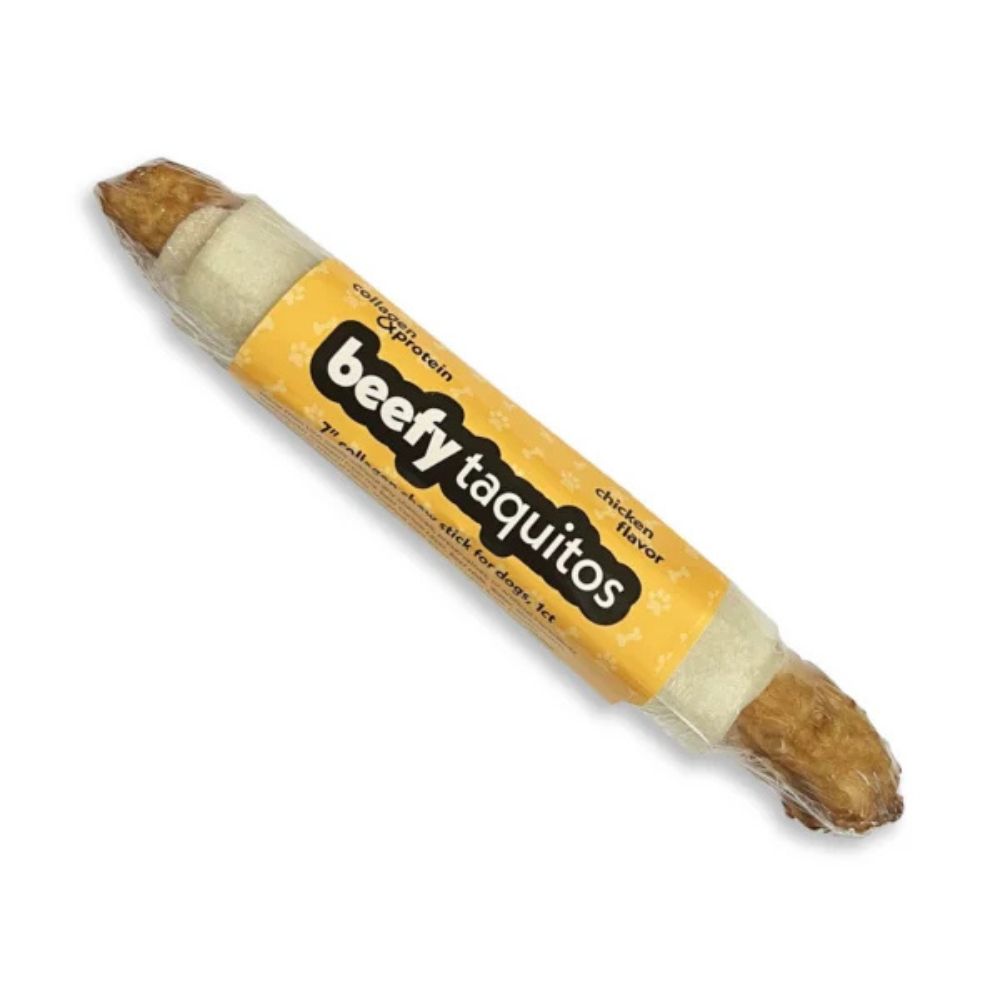 Frankly Pet - Beefy Taquito Dog Treat - Collagen Rich & Digestible - Chicken Flavor - 7 inch