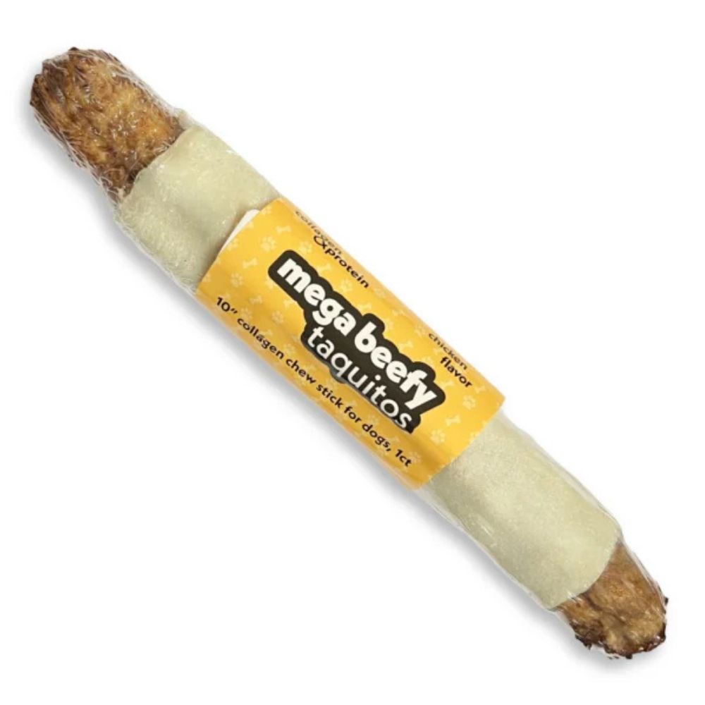 Frankly Pet - Mega Beefy Taquito Dog Treat - Collagen Rich & Digestible - Chicken Flavor - 10 inch