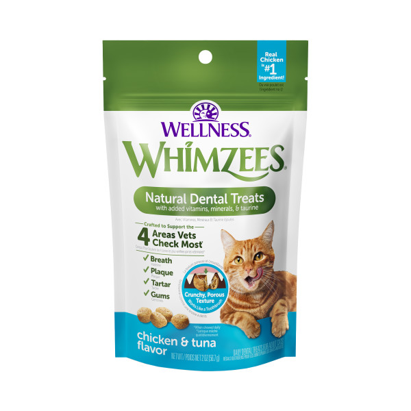 WHIMZEES Cat Dental Treat - Natural Oral Care, Crunchy Texture - Chicken & Tuna Flavor