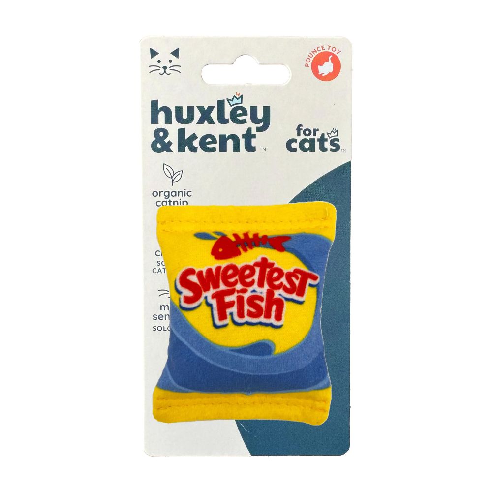 Huxley & Kent Plush Cat Toy - Crinkle & Catnip for Interactive Play - Sweetest Fish