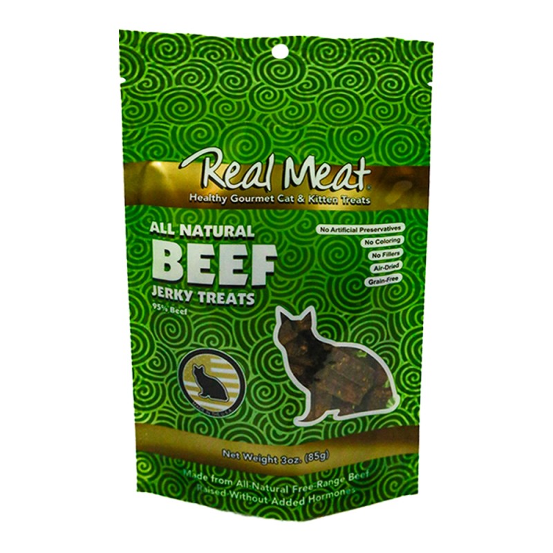 Real Meat All Natural Cat Jerky Treat - High Protein & Air Dried Rich Flavor - Beef Recipe