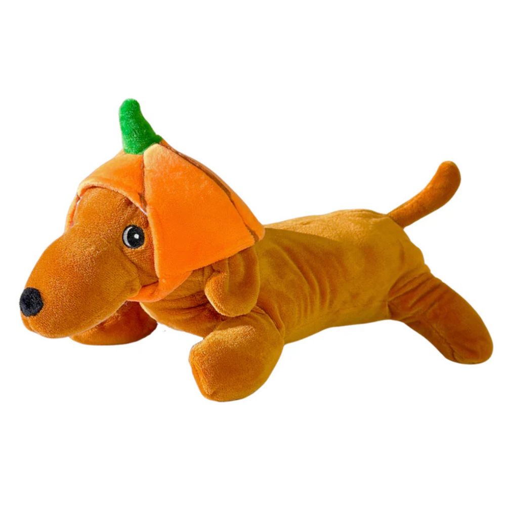 Patchwork - The Weens Plush Dog Toy – Soft & Long Lasting with Removable Pumpkin Hat – Kinda Punny