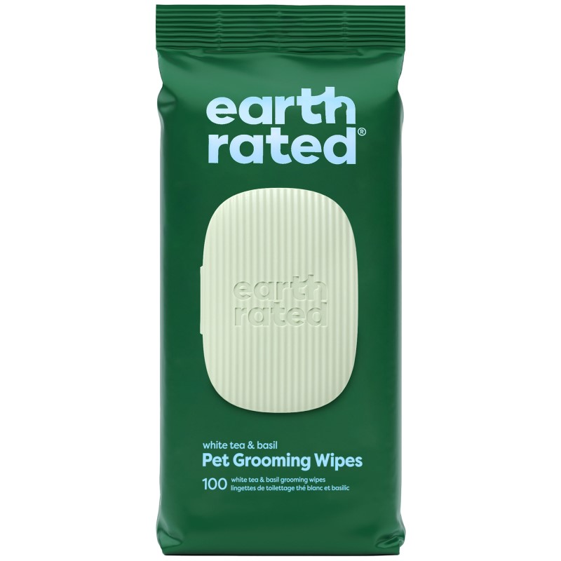 Earth Rated - Textured Pet Grooming Wipes - Hypoallergenic & Dermatologist Tested - White Tea & Basil