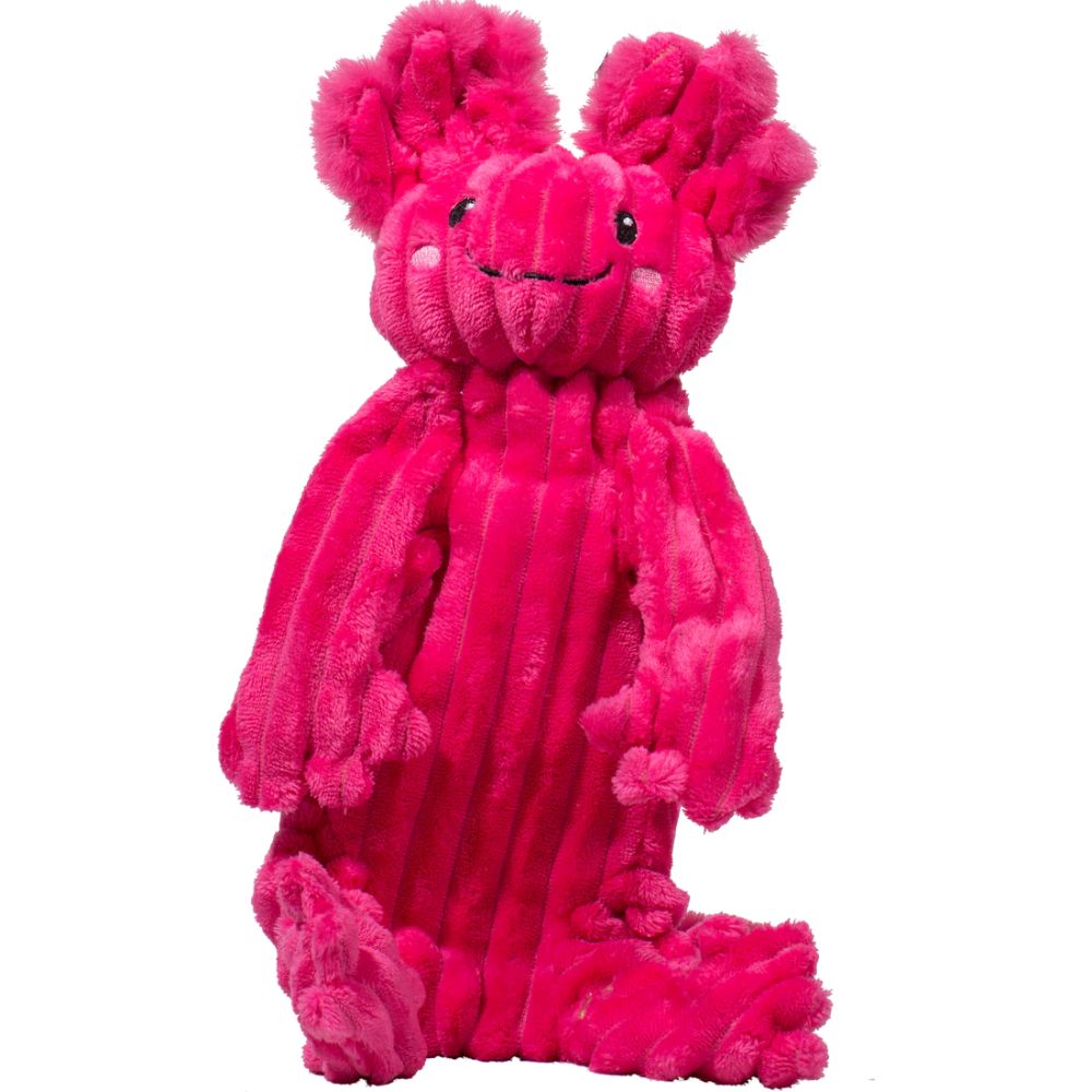 HuggleHounds Rope X-Brace™ Plush Dog Toy - Durable with Tuffut Technology, Squeakers & Crinkle Paper - Axolotl Gillie