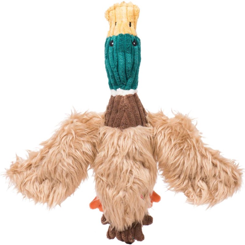 HuggleHounds Rope X-Brace™ Plush Dog Toy - Durable with Tuffut Technology, Squeakers & Crinkle Paper - Drake Duck