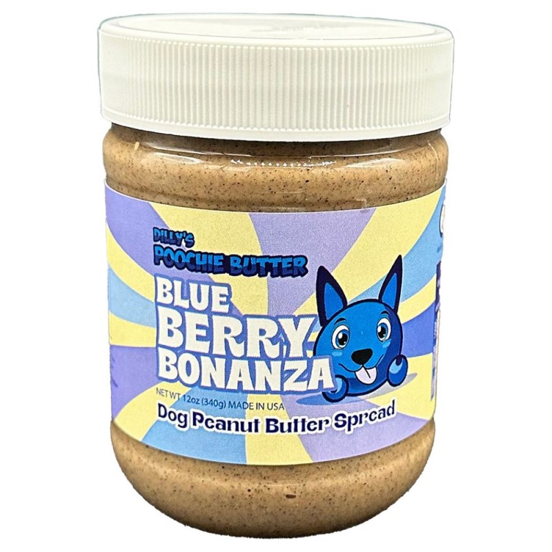 Poochie Butter - All Natural Blueberry Flavored Peanut Butter for Dogs – Limited Ingredients & Preservative Free