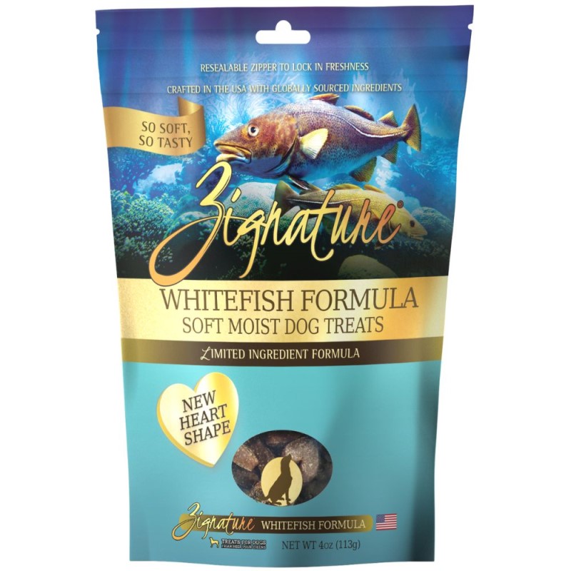 Zignature Soft Moist Dog Treats - Limited Ingredient Training Rewards - Whitefish Formula