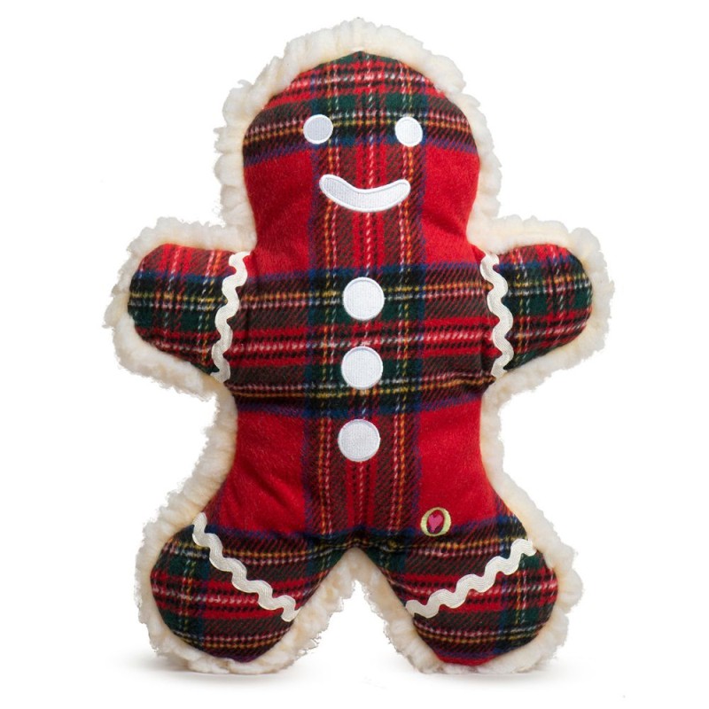 HuggleHounds Plush Dog Toy - Soft & Durable with HuggleFleece - Christmas Plaid McButtons Jr.