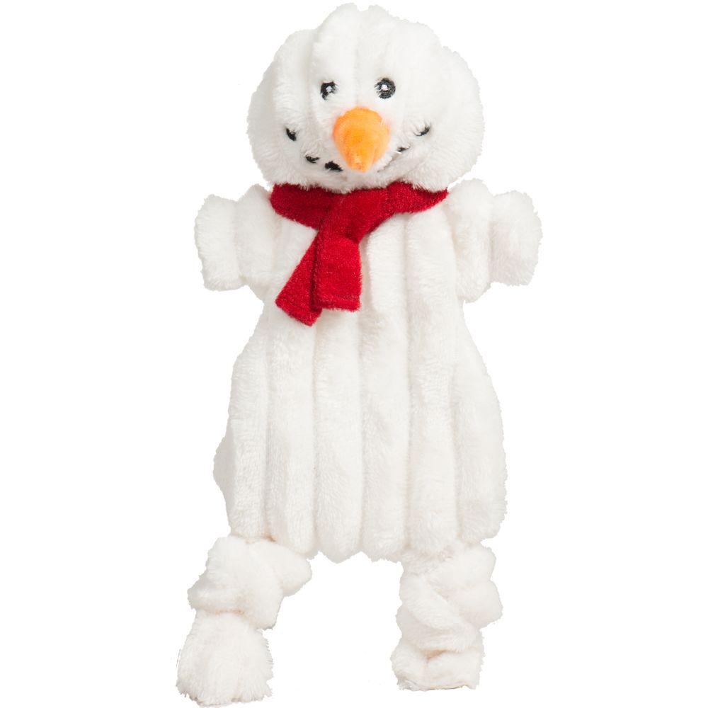 HuggleHounds HuggleFlatties Plush Dog Toy - Durable Stuffing Free with Tuffut Technology & Squeakers - Christmas Snowman