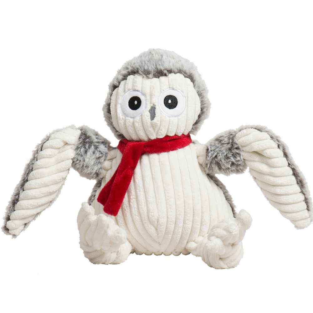 HuggleHounds Knotties® Plush Dog Toy - Durable with Tuffut Technology & Multiple Squeakers - Christmas Owl
