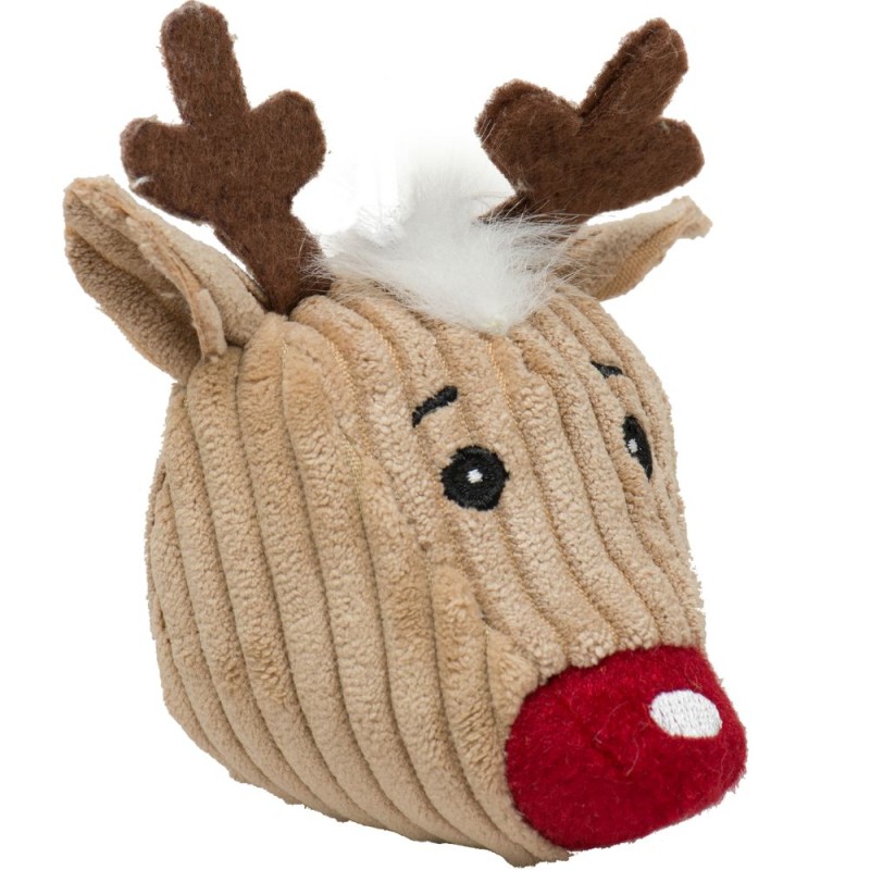 HuggleHounds Wee Huggles® Ball Dog Toy - Soft Corduroy & Squeaky Fun - Christmas Reindeer - Assorted