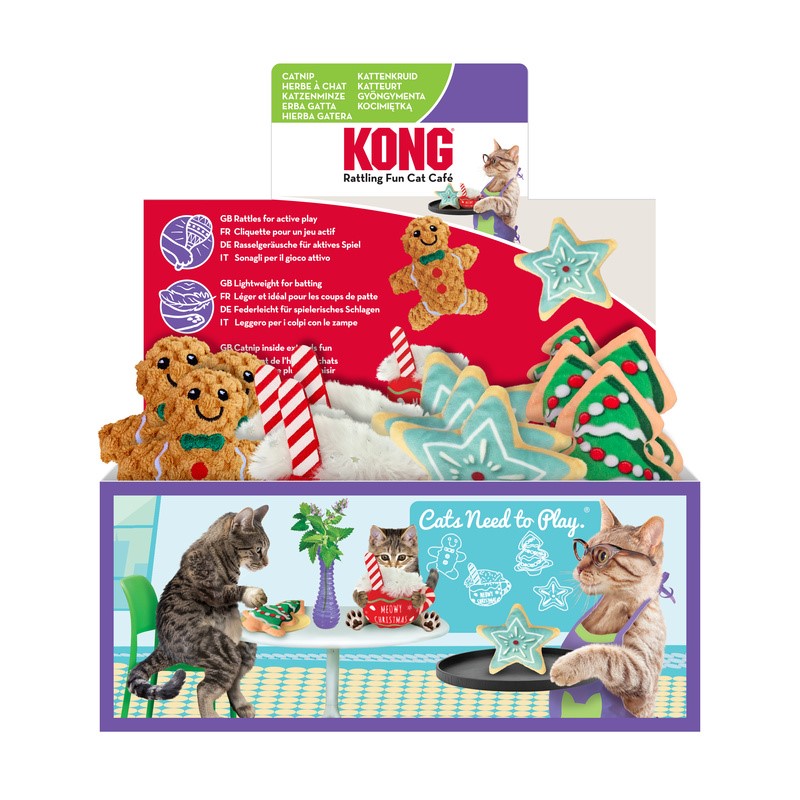 KONG - Plush Catnip Cat Toy - Rattles & Satisfies Hunting Instinct - Holiday Scrattles