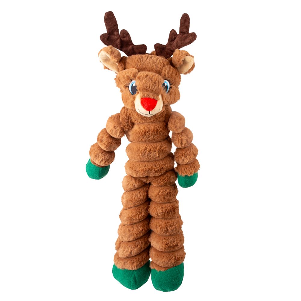 KONG Shakers Plush Dog Toy - Squeaky, Crinkle & Soft Textures - Christmas Crumples Reindeer