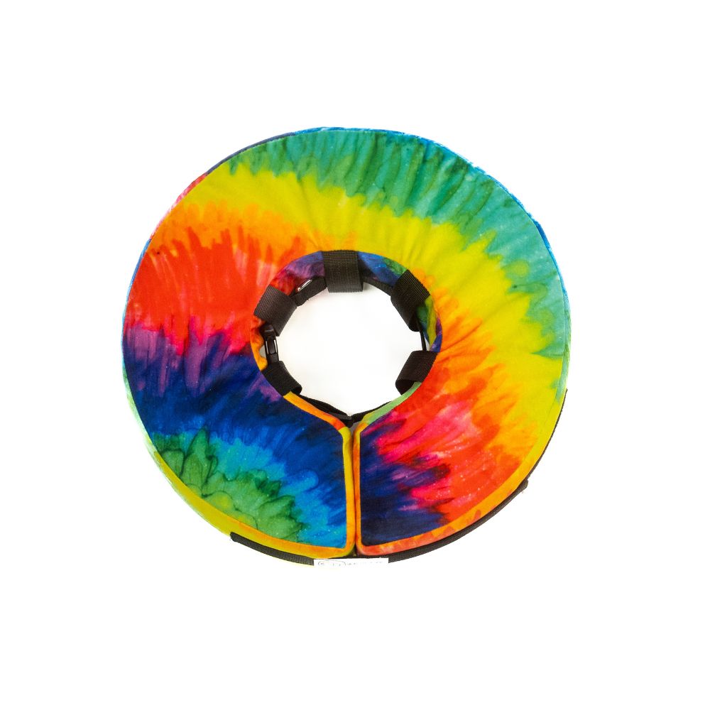 Comfurt Collar Protective Recovery Collar for Dogs & Cats - Soft, Adjustable & Secure Fit - Rainbow Tie Dye