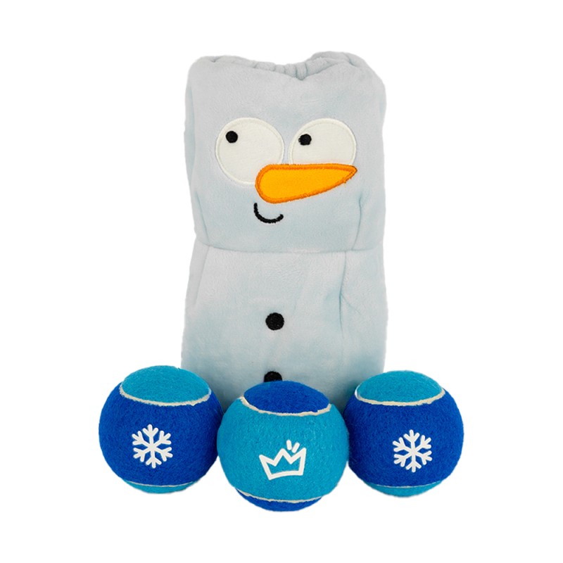 Huxley & Kent Squeak ‘n Peek Plush Dog Toy - Interactive with Crinkle, Squeaker & 3 Hidden Balls - Frosty Snowman