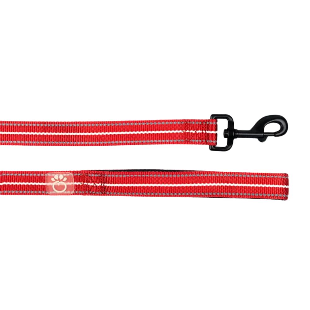 GF Pet Reflective Dog Leash - High Visibility & Durable Nylon -Red