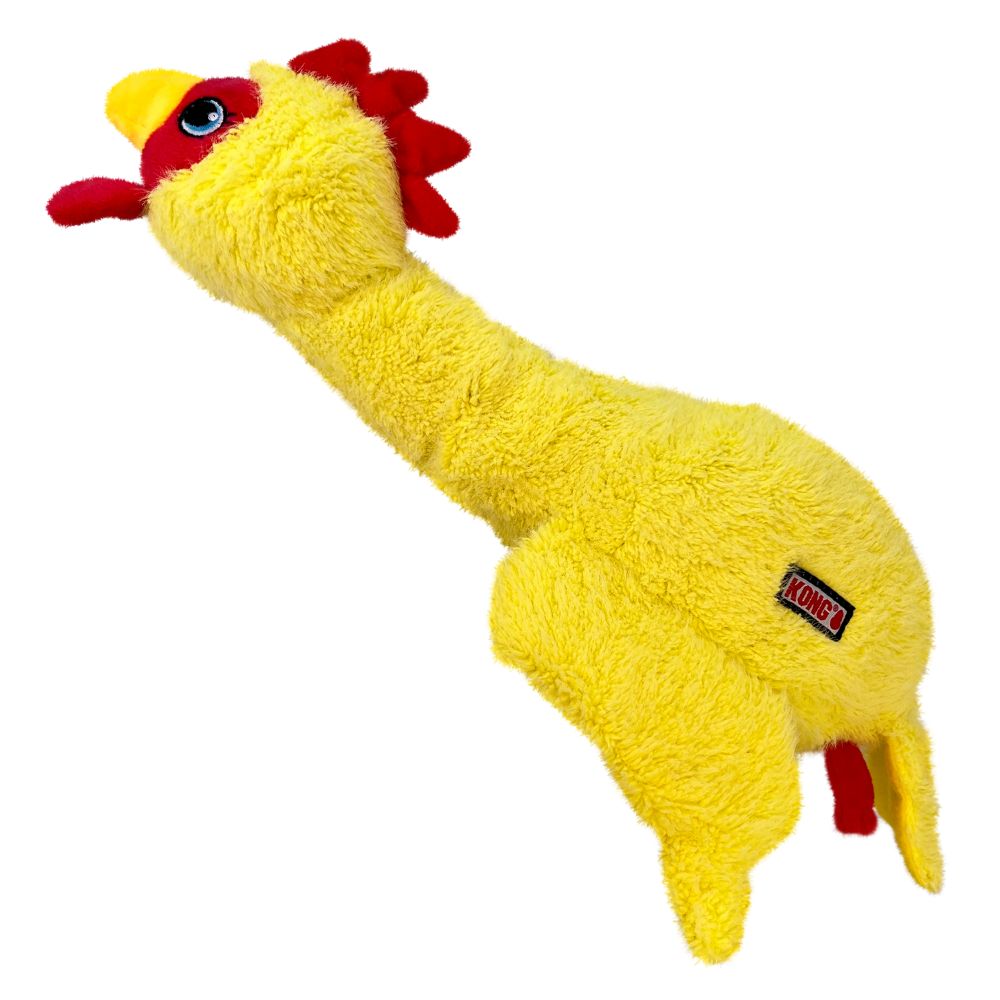 KONG Plush Dog Toy - Long Neck with Super Squeaker for Shake, Snuggle & Fetch - Scruffs Chicken