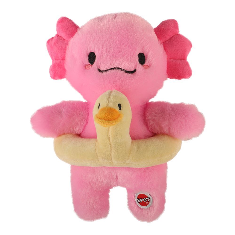 Spot Axolotl with Duck Tube Dog Toy - Soft Squeaky Plush for Interactive Play & Cuddles