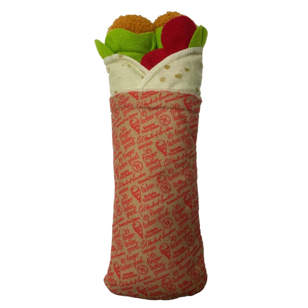 Spot KFC Chicken Wrap Dog Toy - Soft Squeaky Crinkle Plush for Tossing, Tugging & Snuggling