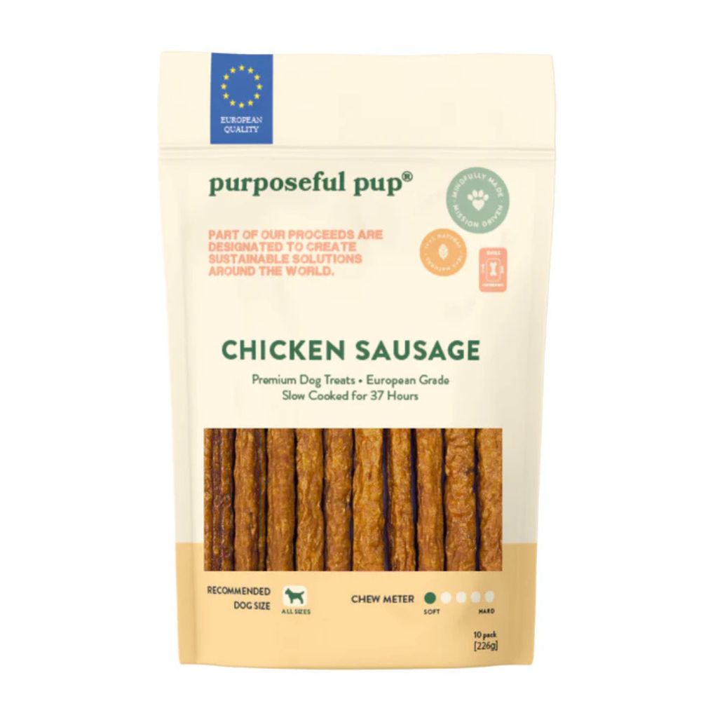 Purposeful Pup Dog Treat - Single Ingredient, All Natural & High Protein - Chicken Sausage