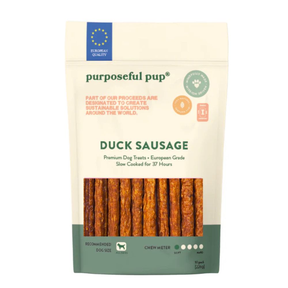 Purposeful Pup Dog Treat - Single Ingredient, All Natural & High Protein - Duck Sausage