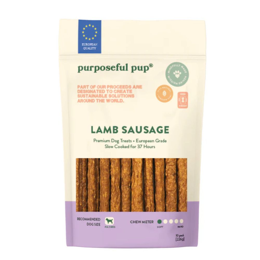 Purposeful Pup Dog Treat - Single Ingredient, All Natural & High Protein - Lamb Sausage
