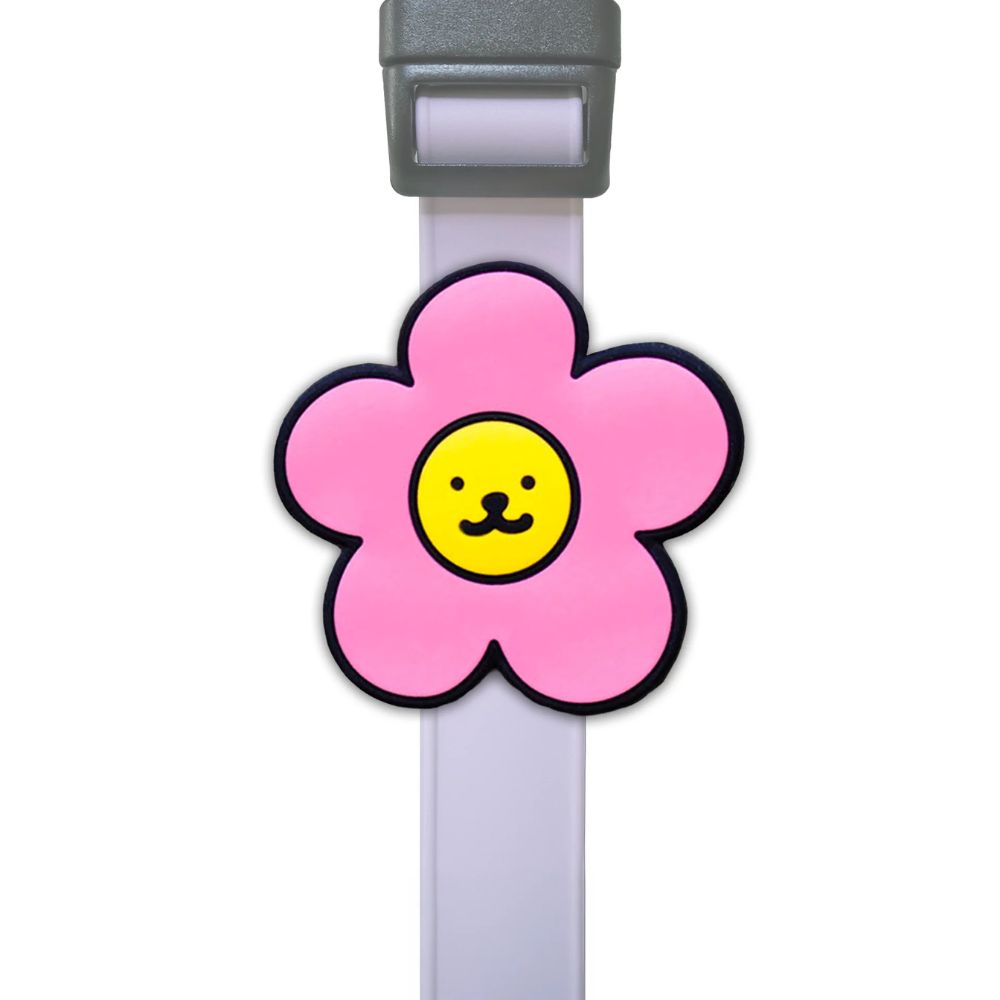 Jiby Dog Crew Dog & Cat Collar Charm - Durable Silicone Accessory for Pets & People - Daisy Pink