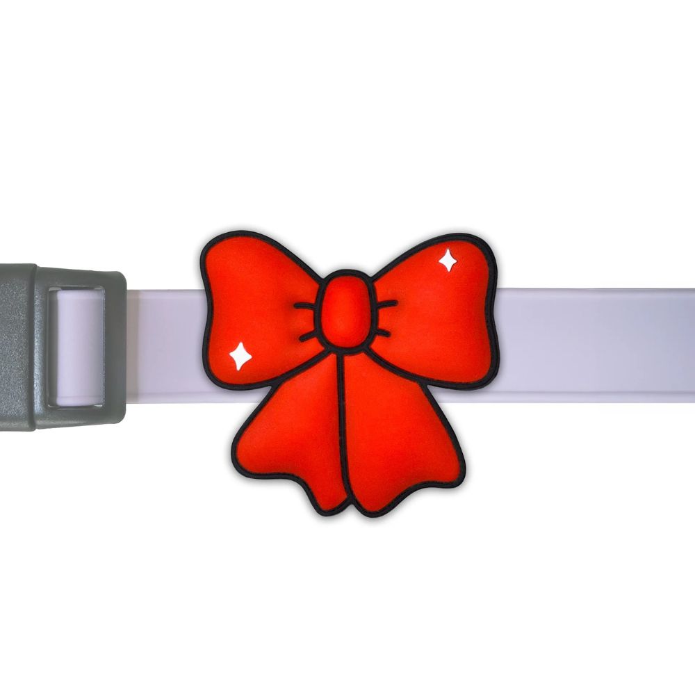 Jiby Dog Crew Dog & Cat Collar Charm - Durable Silicone Accessory for Pets & People - Ribbon Red