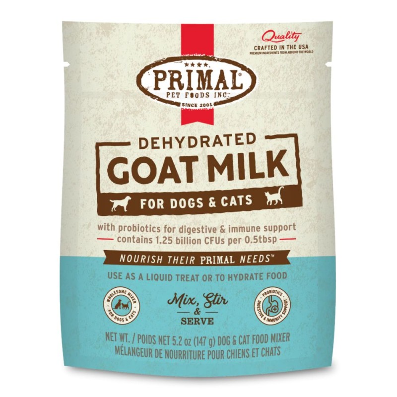 Primal Dehydrated Goat Milk for Dogs & Cats - Digestive & Immune Support with Probiotics - Pouch
