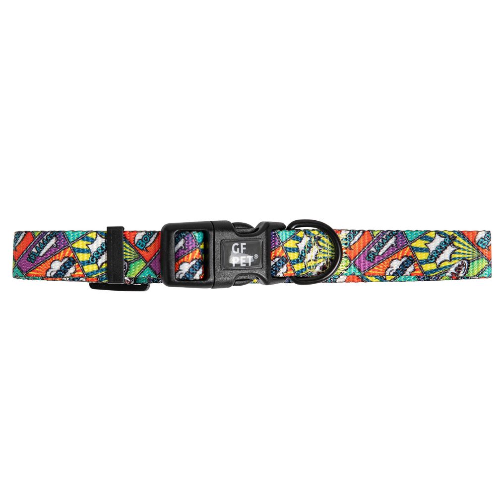 GF Pet Comic Book Dog Collar - Durable & Adjustable Nylon with Retro Pop Art Pattern