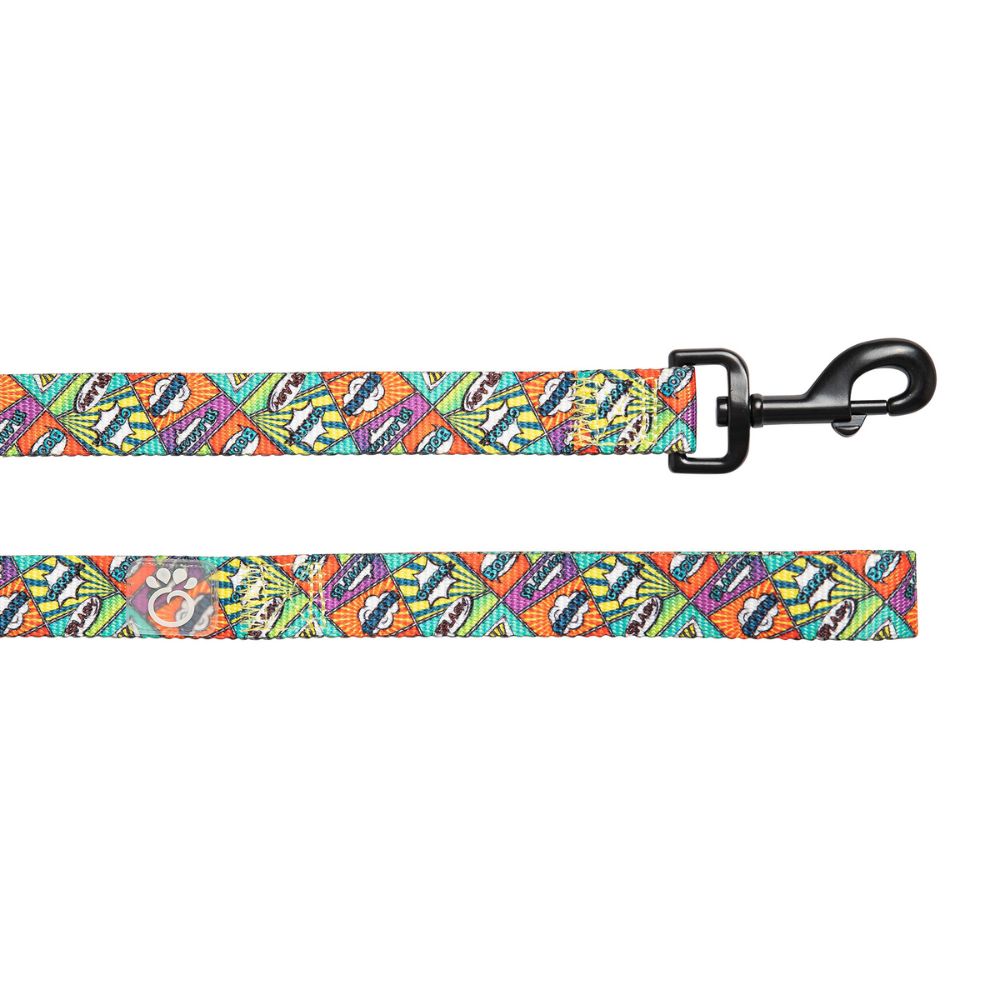 GF Pet Printed Dog Leash - Durable Nylon with Strong Clasp - Comic Book