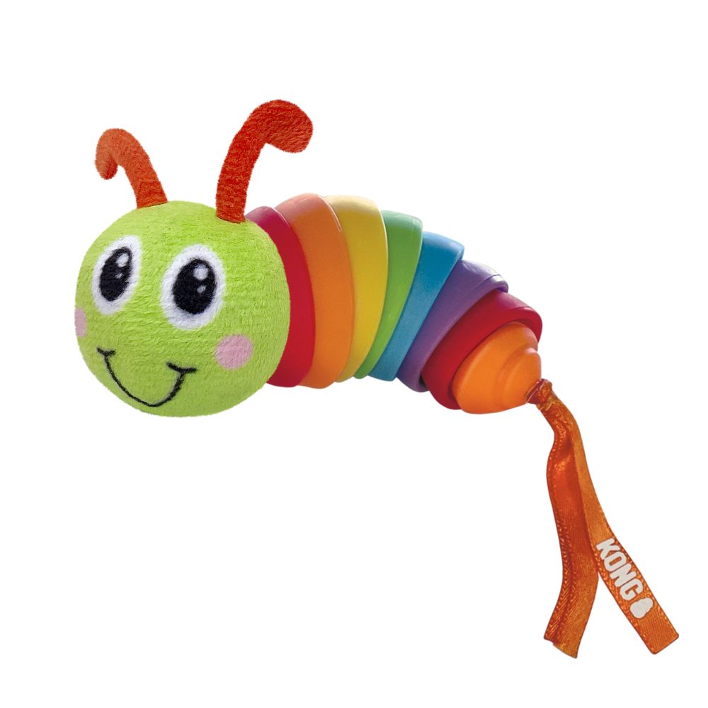 KONG Cat Toy - Interactive with Catnip, Crinkle & Clacking Discs for Solo Play - Bat-A-Bout Clackz Caterpillar