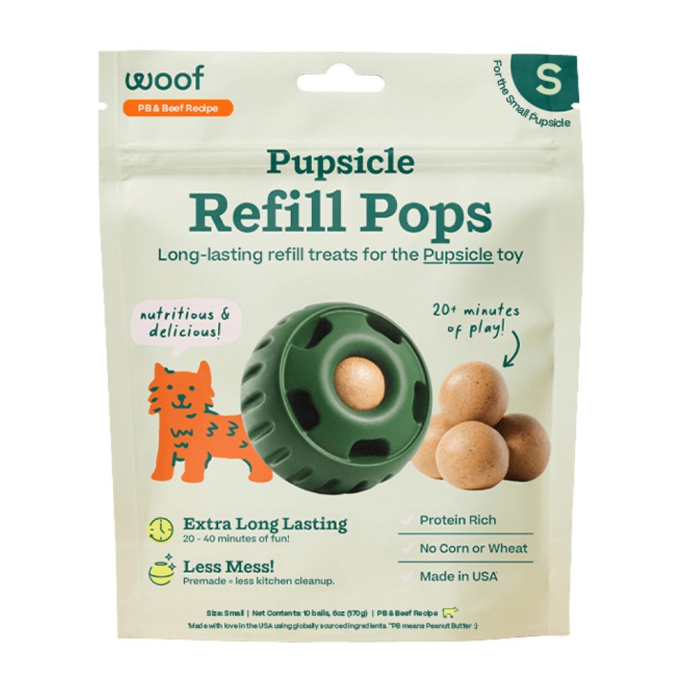 Woof Pupsicle Refill Pops Dog Treats - Long Lasting Natural Chews for Interactive Enrichment - Peanut Butter & Beef Recipe