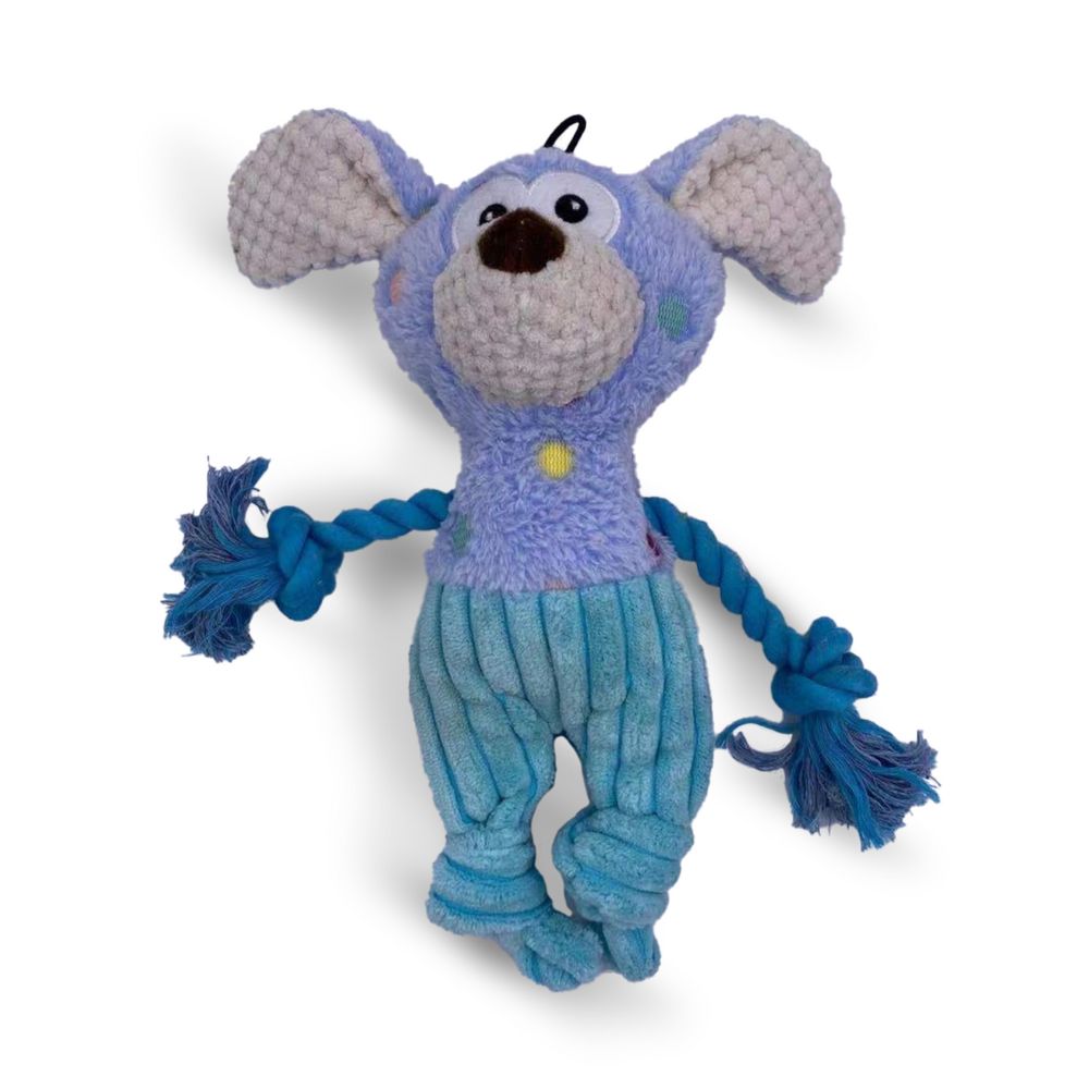 Steel Dog Polka Dot Pal Dog Toy - Multi Texture with Rope, Crinkle, Squeaker & Tennis Ball - Puppy