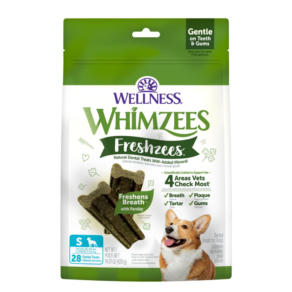 WHIMZEES Dog Dental Treat - Freshzees Natural Dental Chews for Fresh Breath & Oral Health - Small Breed