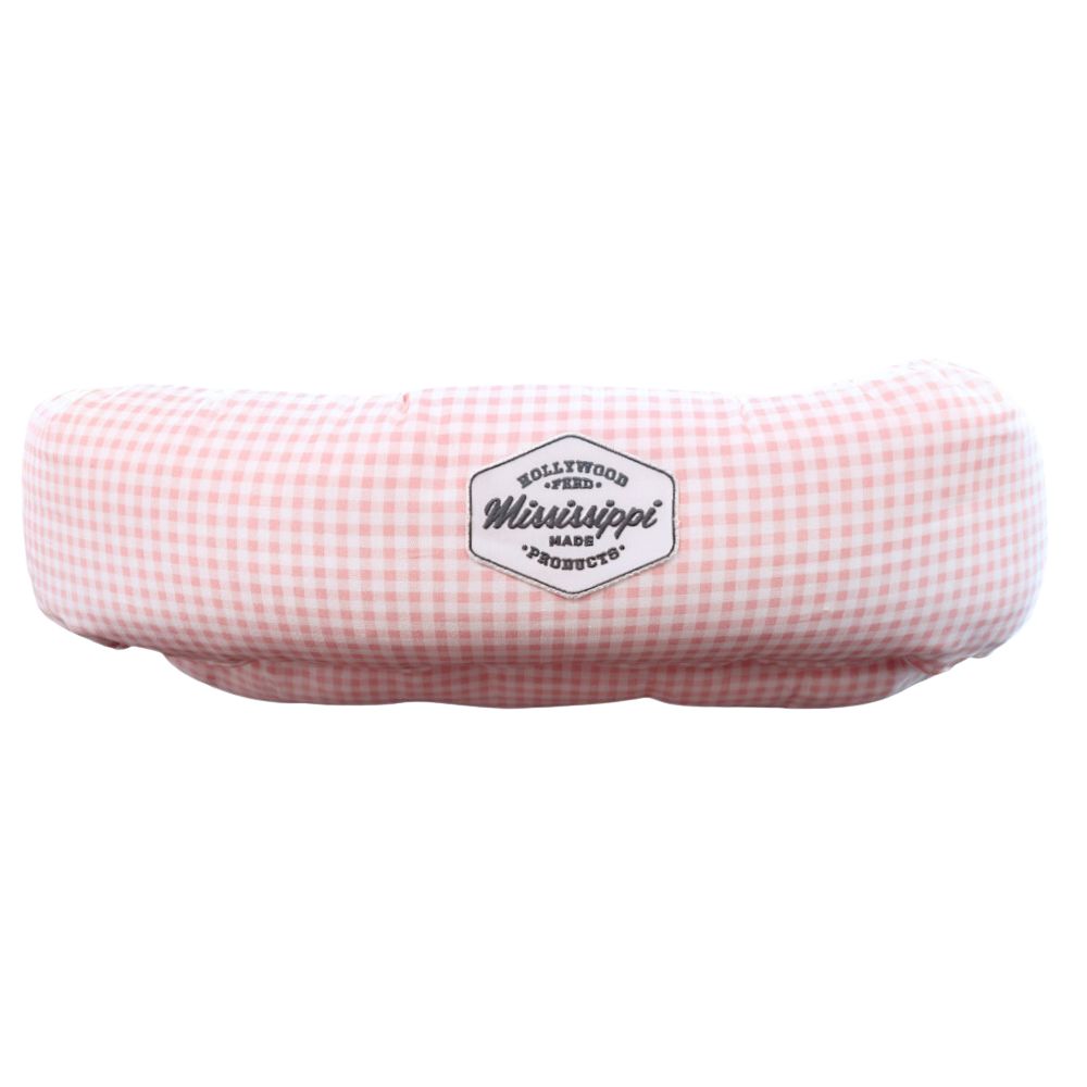 Mississippi Made Ultra Soft Donut Dog Bed - Washable Cover & Supportive Design for Comfort - Pink Gingham