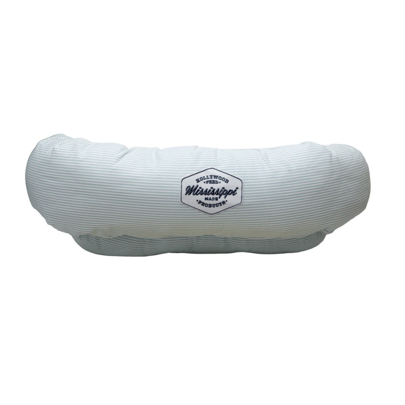 Mississippi Made Ultra Soft Donut Dog Bed - Washable Cover & Supportive Design for Comfort - Blue Stripe