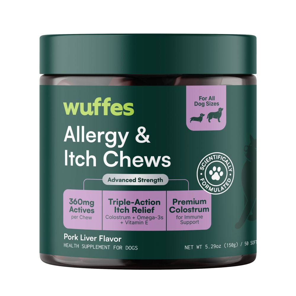 Wuffes Allergy & Itch Soft Chews for Dogs - Skin & Immune Support Supplement for Seasonal Allergies & Itch Relief - All Breeds & Ages