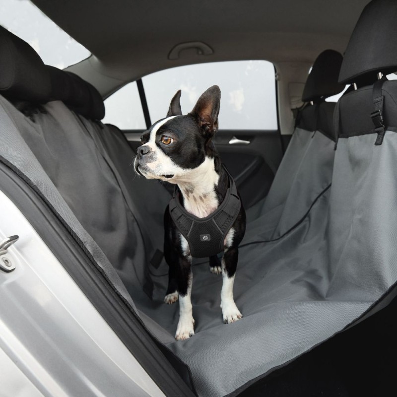 GF Pet Hammock Seat Cover for Dogs - Machine Washable Car Protector with Adjustable Straps & Detachable Zipper - Gray