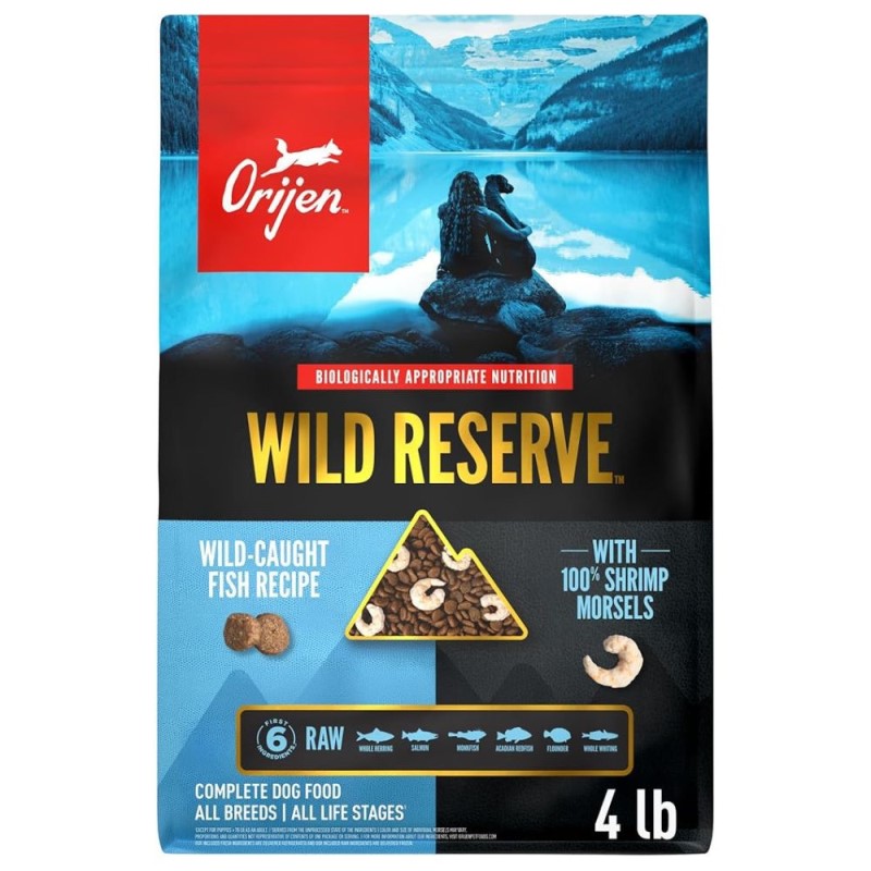 Orijen Wild Reserve Dry Dog Food - High Protein Wild Caught Fish Recipe with Freeze Dried Shrimp