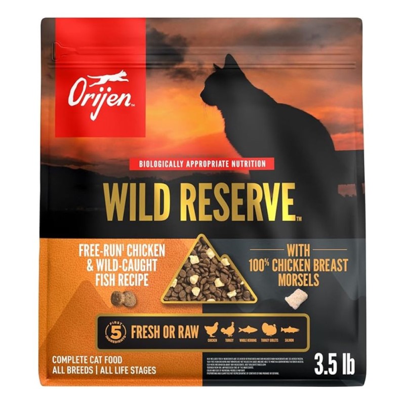 Orijen Wild Reserve Dry Cat Food - High Protein Free Run Chicken & Wild Caught Fish Recipe with Freeze Dried Chicken