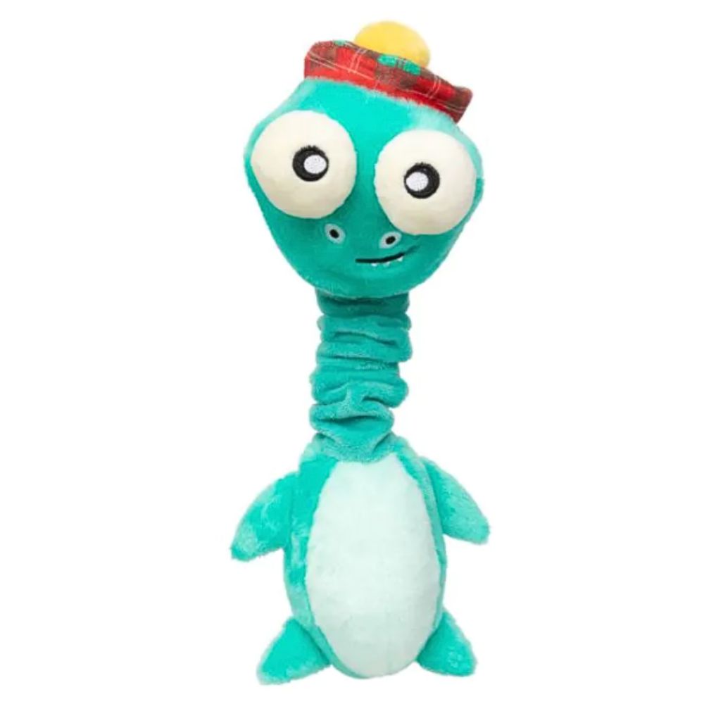 FuzzYard Plush Dog Toy -Loch Neck Monster - Soft Textures & Interactive Squeaker