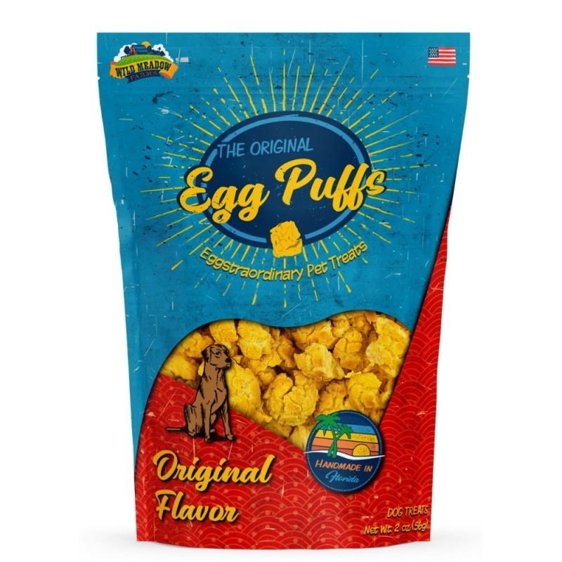Party Animalドックフード Wild Meadow Farms Egg Puffs Treat For Dogs & Cats Crispy Single Ingr
