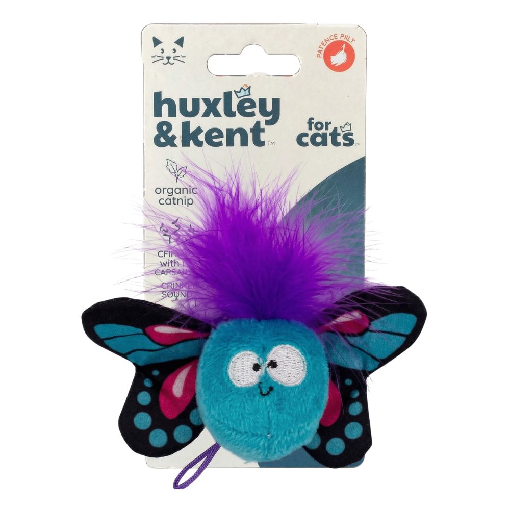 Huxley & Kent Kittybelles Plush Cat Toy - Elastic Launcher, Crinkle & Catnip for Interactive Play - Butterfly Flinger