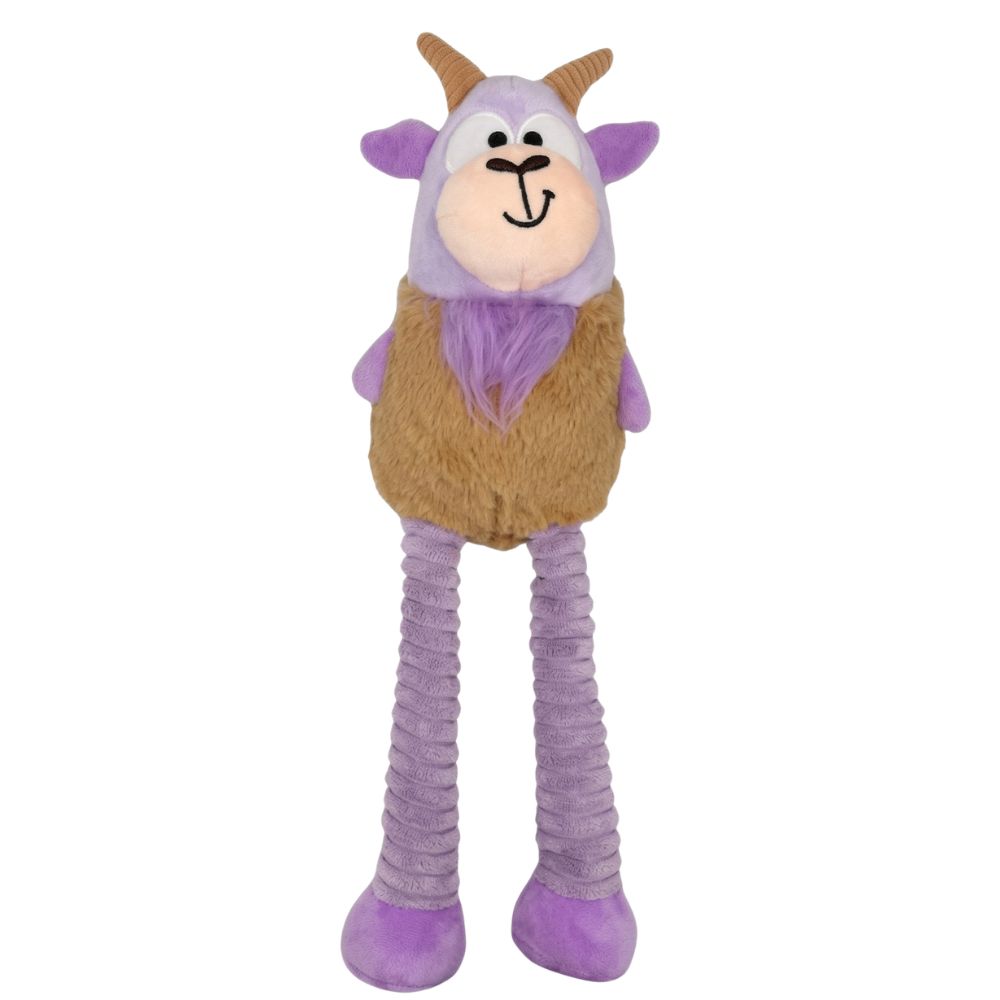Huxley & Kent Lankies Plush Dog Toy - Interactive Squeak & Crinkle with Floppy Legs - Vincent Van Goat