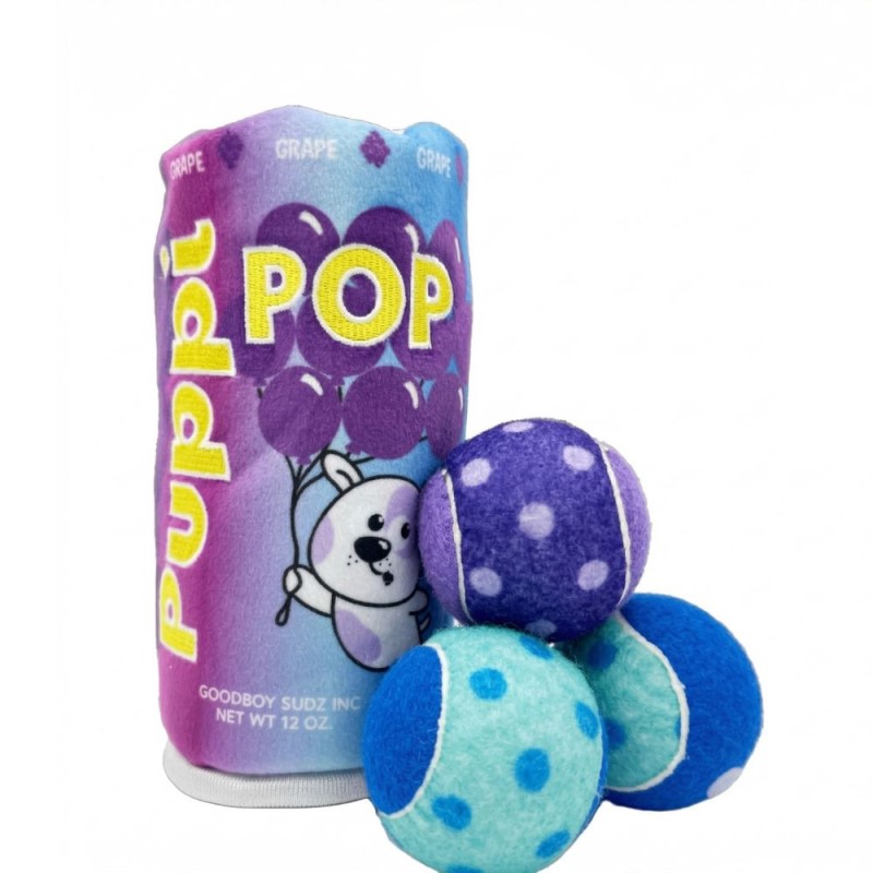 Huxley & Kent Squeak ‘n Peek Plush Dog Toy - Interactive with Crinkle, Squeaker & 3 Hidden Balls - Puppi Pop Grape
