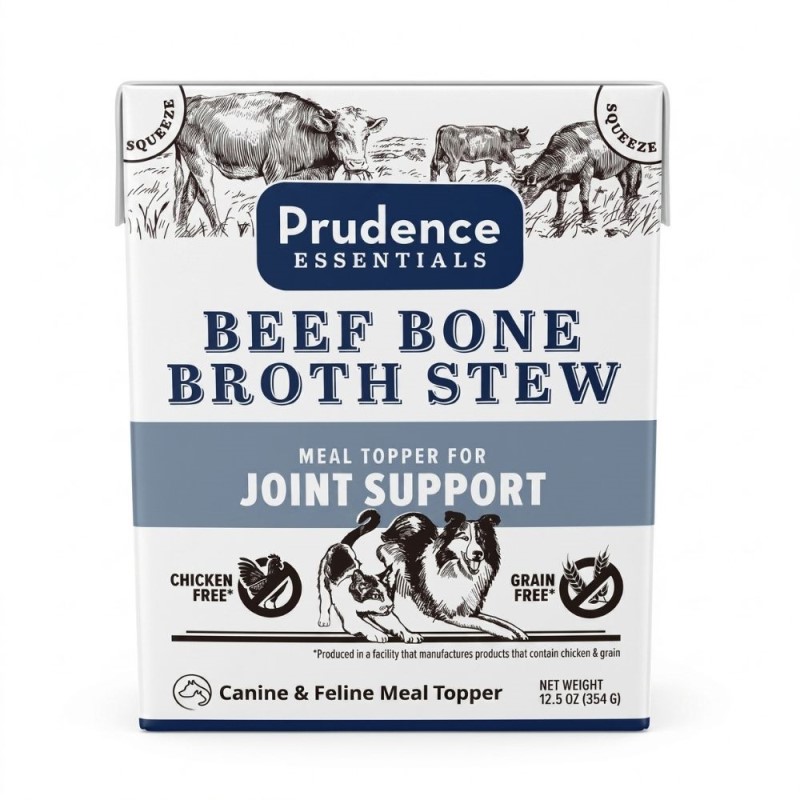 Prudence Essentials Cat & Dog Meal Topper - Joint Support Beef Bone Broth Stew